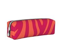 YWSOTRE Joli Rose Orange imprimé Animal zèbre léopard, Trousse à Crayons, étui à stylos, Sac à Crayons en Cuir Portable avec Pochette à cosmétiques à Fermeture éclair