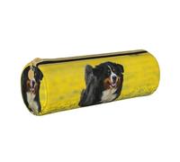 YWSOTRE Joyeux Bouvier Bernois, Trousse à Crayons Étui à Stylo cylindrique Sac à Crayons en Cuir Portable avec Sac à cosmétiques à Fermeture éclair