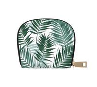 YWSOTRE Jungle Tropicale, modèle sans Couture avec Feuilles de Palmier, Sac à Cartes en Cuir PU, Portefeuille Porte-Cartes de crédit, étui à Cartes
