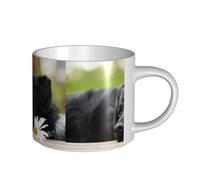 YWSOTRE Labrador noir Camomille Chiens Retriever Noirs,Tasse en céramique grande capacité, tasse à thé, tasse à café 450 ml