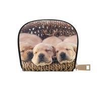 YWSOTRE Labradors Petits Chiots Golden Retriever, Sac à Cartes en Cuir PU, Portefeuille Porte-Cartes de crédit, étui à Cartes