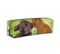 YWSOTRE Lapin Amour Imprimé, Trousse à Crayons, étui à stylos, Sac à Crayons en Cuir Portable avec Pochette à cosmétiques à Fermeture éclair