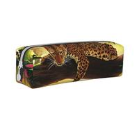 YWSOTRE Léopard drôle, Trousse à Crayons, étui à stylos, Sac à Crayons en Cuir Portable avec Pochette à cosmétiques à Fermeture éclair