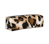 YWSOTRE Léopard Guépard Léopard Amour, Trousse à Crayons, étui à stylos, Sac à Crayons en Cuir Portable avec Pochette à cosmétiques à Fermeture éclair