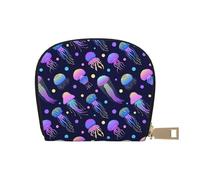 YWSOTRE Les méduses Brillent dans Le Noir, Sac à Cartes en Cuir PU, Portefeuille Porte-Cartes de crédit, étui à Cartes