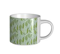 YWSOTRE Les pois verts laissent des feuilles bleues,Tasse en céramique grande capacité, tasse à thé, tasse à café 450 ml