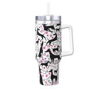 YWSOTRE Lévriers et cœur de patte,Bouteille d'eau en acier inoxydable avec poignée Ice Bully Cup 40 oz