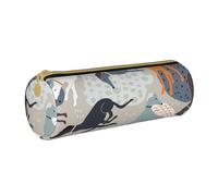 YWSOTRE Lévriers Mignons, Trousse à Crayons Étui à Stylo cylindrique Sac à Crayons en Cuir Portable avec Sac à cosmétiques à Fermeture éclair
