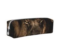 YWSOTRE Lion d'Afrique Crinière Féline Sauvage Gros Plan Faune, Trousse à Crayons, étui à stylos, Sac à Crayons en Cuir Portable avec Pochette à cosmétiques à Fermeture éclair