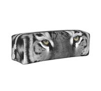 YWSOTRE Magnifique imprimé Tigre Blanc, Trousse à Crayons, étui à stylos, Sac à Crayons en Cuir Portable avec Pochette à cosmétiques à Fermeture éclair