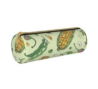 YWSOTRE Maïs Pois Gousses Haricots Câpres, Trousse à Crayons Étui à Stylo cylindrique Sac à Crayons en Cuir Portable avec Sac à cosmétiques à Fermeture éclair