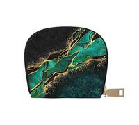 YWSOTRE Malachite Verte en marbre Sarcelle Noir avec veines dorées et Taches dorées, Sac à Cartes en Cuir PU, Portefeuille Porte-Cartes de crédit, étui à Cartes