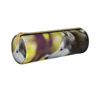 YWSOTRE Malamute d'Alaska Bokeh Animaux Chiens Mignon, Trousse à Crayons Étui à Stylo cylindrique Sac à Crayons en Cuir Portable avec Sac à cosmétiques à Fermeture éclair