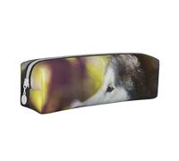 YWSOTRE Malamute d'Alaska Bokeh Animaux Chiens Mignon, Trousse à Crayons, étui à stylos, Sac à Crayons en Cuir Portable avec Pochette à cosmétiques à Fermeture éclair
