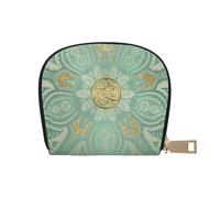 YWSOTRE Mandala Celtique Doux Vert Sauge Et Or, Sac à Cartes en Cuir PU, Portefeuille Porte-Cartes de crédit, étui à Cartes