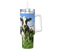YWSOTRE Manger des vaches dans les pâturages d'été,Bouteille d'eau en acier inoxydable avec poignée Ice Bully Cup 40 oz