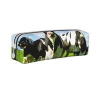 YWSOTRE Manger des Vaches dans Les pâturages d'été, Trousse à Crayons, étui à stylos, Sac à Crayons en Cuir Portable avec Pochette à cosmétiques à Fermeture éclair