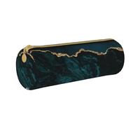 YWSOTRE Marbre Émeraude Sarcelle L Et Scapes, Trousse à Crayons Étui à Stylo cylindrique Sac à Crayons en Cuir Portable avec Sac à cosmétiques à Fermeture éclair