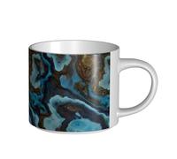 YWSOTRE Marbre liquide abstrait bleu doré,Tasse en céramique grande capacité, tasse à thé, tasse à café 450 ml