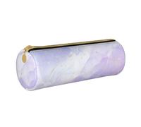 YWSOTRE Marbre Violet Pastel Liquide, Trousse à Crayons Étui à Stylo cylindrique Sac à Crayons en Cuir Portable avec Sac à cosmétiques à Fermeture éclair