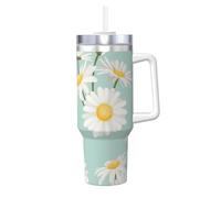 YWSOTRE Marguerite Fleur luxuriante Floral,Bouteille d'eau en acier inoxydable avec poignée Ice Bully Cup 40 oz
