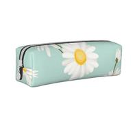 YWSOTRE Marguerite Fleur Luxuriante Floral, Trousse à Crayons, étui à stylos, Sac à Crayons en Cuir Portable avec Pochette à cosmétiques à Fermeture éclair