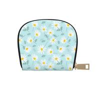 YWSOTRE Marguerite Florale délicate Bleue et Blanche, Sac à Cartes en Cuir PU, Portefeuille Porte-Cartes de crédit, étui à Cartes