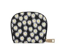 YWSOTRE Marguerites Fleurs Florals Fleur Noir Et Blanc Simple, Sac à Cartes en Cuir PU, Portefeuille Porte-Cartes de crédit, étui à Cartes