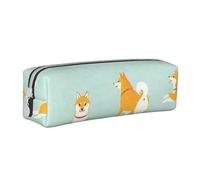 YWSOTRE Mignon Chiot Shiba Inu, Trousse à Crayons, étui à stylos, Sac à Crayons en Cuir Portable avec Pochette à cosmétiques à Fermeture éclair