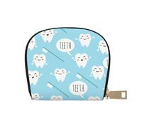 YWSOTRE Mignon Dentiste Hygiéniste Dentaire Imprimer Bleu, Sac à Cartes en Cuir PU, Portefeuille Porte-Cartes de crédit, étui à Cartes
