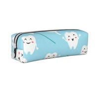 YWSOTRE Mignon Dentiste Hygiéniste Dentaire Imprimer Bleu, Trousse à Crayons, étui à stylos, Sac à Crayons en Cuir Portable avec Pochette à cosmétiques à Fermeture éclair