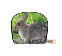 YWSOTRE Mignon Lapin lièvre Gris, Sac à Cartes en Cuir PU, Portefeuille Porte-Cartes de crédit, étui à Cartes