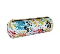 YWSOTRE Modèle Abstrait d'éclaboussures d'encre, Trousse à Crayons Étui à Stylo cylindrique Sac à Crayons en Cuir Portable avec Sac à cosmétiques à Fermeture éclair