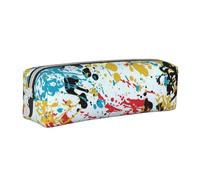 YWSOTRE Modèle Abstrait d'éclaboussures d'encre, Trousse à Crayons, étui à stylos, Sac à Crayons en Cuir Portable avec Pochette à cosmétiques à Fermeture éclair