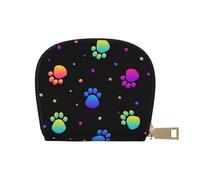 YWSOTRE Modèle Animal d'empreinte de Patte Arc-en-Ciel, Sac à Cartes en Cuir PU, Portefeuille Porte-Cartes de crédit, étui à Cartes