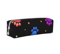 YWSOTRE Modèle Animal d'empreinte de Patte Arc-en-Ciel, Trousse à Crayons, étui à stylos, Sac à Crayons en Cuir Portable avec Pochette à cosmétiques à Fermeture éclair
