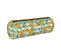 YWSOTRE Modèle d'agrumes Oranges, Trousse à Crayons Étui à Stylo cylindrique Sac à Crayons en Cuir Portable avec Sac à cosmétiques à Fermeture éclair