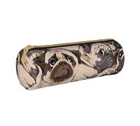 YWSOTRE Modèle de Carlin drôle, Trousse à Crayons Étui à Stylo cylindrique Sac à Crayons en Cuir Portable avec Sac à cosmétiques à Fermeture éclair