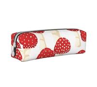 YWSOTRE Modèle de Champignons Rouges Agaric Mouche, Trousse à Crayons, étui à stylos, Sac à Crayons en Cuir Portable avec Pochette à cosmétiques à Fermeture éclair
