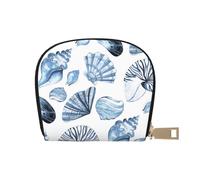 YWSOTRE Modèle De Coquillages Bleus sur Blanc, Sac à Cartes en Cuir PU, Portefeuille Porte-Cartes de crédit, étui à Cartes