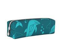 YWSOTRE Modèle de Dauphins, Trousse à Crayons, étui à stylos, Sac à Crayons en Cuir Portable avec Pochette à cosmétiques à Fermeture éclair