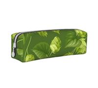 YWSOTRE Modèle De Houblon Et De Feuilles Vertes, Trousse à Crayons, étui à stylos, Sac à Crayons en Cuir Portable avec Pochette à cosmétiques à Fermeture éclair