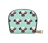 YWSOTRE Modèle d'enfants d'illustration de Chiot Bleu Carlin, Sac à Cartes en Cuir PU, Portefeuille Porte-Cartes de crédit, étui à Cartes
