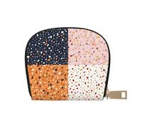 YWSOTRE Modèles de terrazzo vectoriels sans Couture, Sac à Cartes en Cuir PU, Portefeuille Porte-Cartes de crédit, étui à Cartes