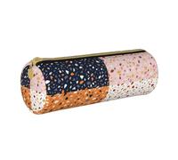 YWSOTRE Modèles de terrazzo vectoriels sans Couture, Trousse à Crayons Étui à Stylo cylindrique Sac à Crayons en Cuir Portable avec Sac à cosmétiques à Fermeture éclair