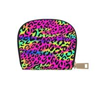 YWSOTRE Motif géométrique Abstrait néon Lumineux, Sac à Cartes en Cuir PU, Portefeuille Porte-Cartes de crédit, étui à Cartes