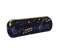 YWSOTRE Motif Musical sans Couture, Trousse à Crayons Étui à Stylo cylindrique Sac à Crayons en Cuir Portable avec Sac à cosmétiques à Fermeture éclair