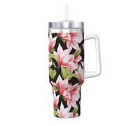 YWSOTRE Motif sans couture avec fleur de magnolia,Bouteille d'eau en acier inoxydable avec poignée Ice Bully Cup 40 oz