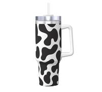 YWSOTRE Motif sans couture avec vache tachetée,Bouteille d'eau en acier inoxydable avec poignée Ice Bully Cup 40 oz