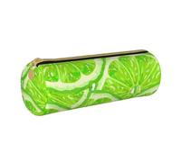 YWSOTRE Motif Vert Citron, Trousse à Crayons Étui à Stylo cylindrique Sac à Crayons en Cuir Portable avec Sac à cosmétiques à Fermeture éclair